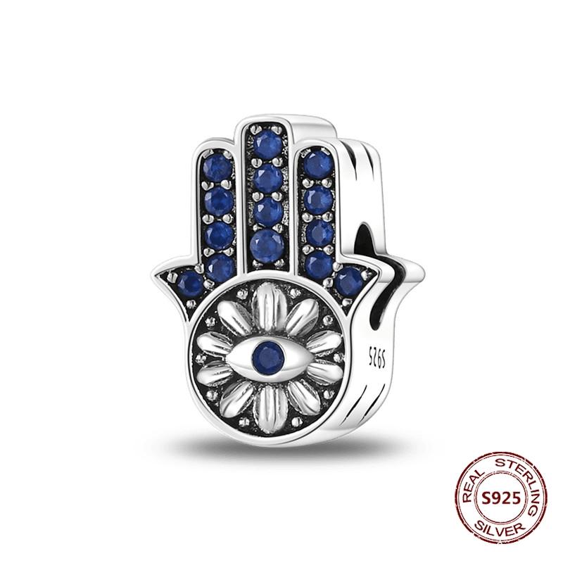 Teufelsaugen Anhänger 925 Kupfer Original Hand von Fatima Blauer Zirkon Kreuz Blaue Augen Charms Passend für Armband DIY Herstellung Zirkon Geschenk