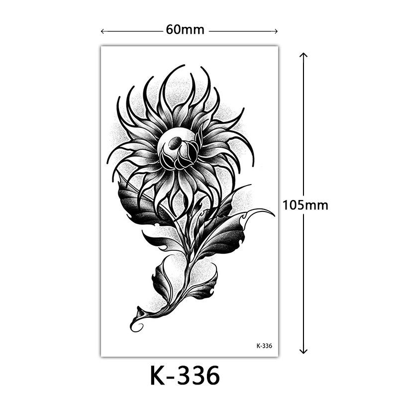 Pegatinas de Tatuaje Impermeables Frescas Pequeñas: Letras Inglesas, Flores, Mariposas, Líneas de Boceto