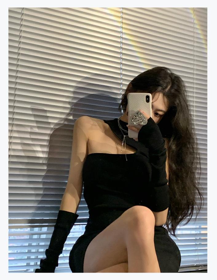 Purple sleeveless semi-turtleneck dress women s summer 2026 new Spice Girl waist and thin sexy tight hip skirt S
