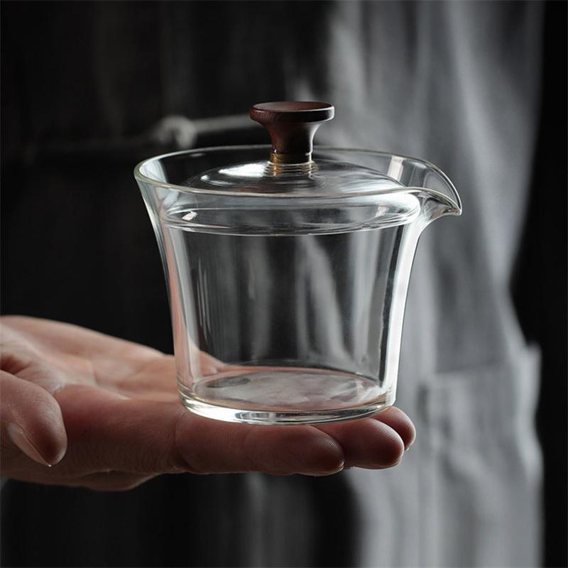 Japanese Style Heat-resistant Glass Gaiwan Puer Tea Cup and Lid Tea Bowl Chawan Chahai Kung Fu Tea Set Accessories