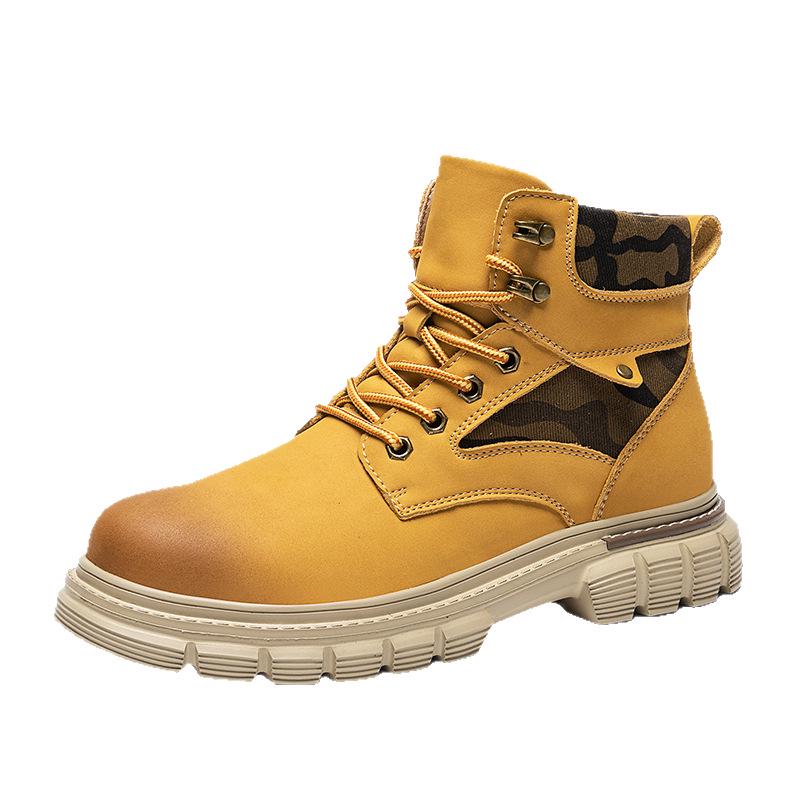 Winter Men's Fleece-Lined Non-Slip Martin Ankle Boots - High-Top British Style Work Shoes