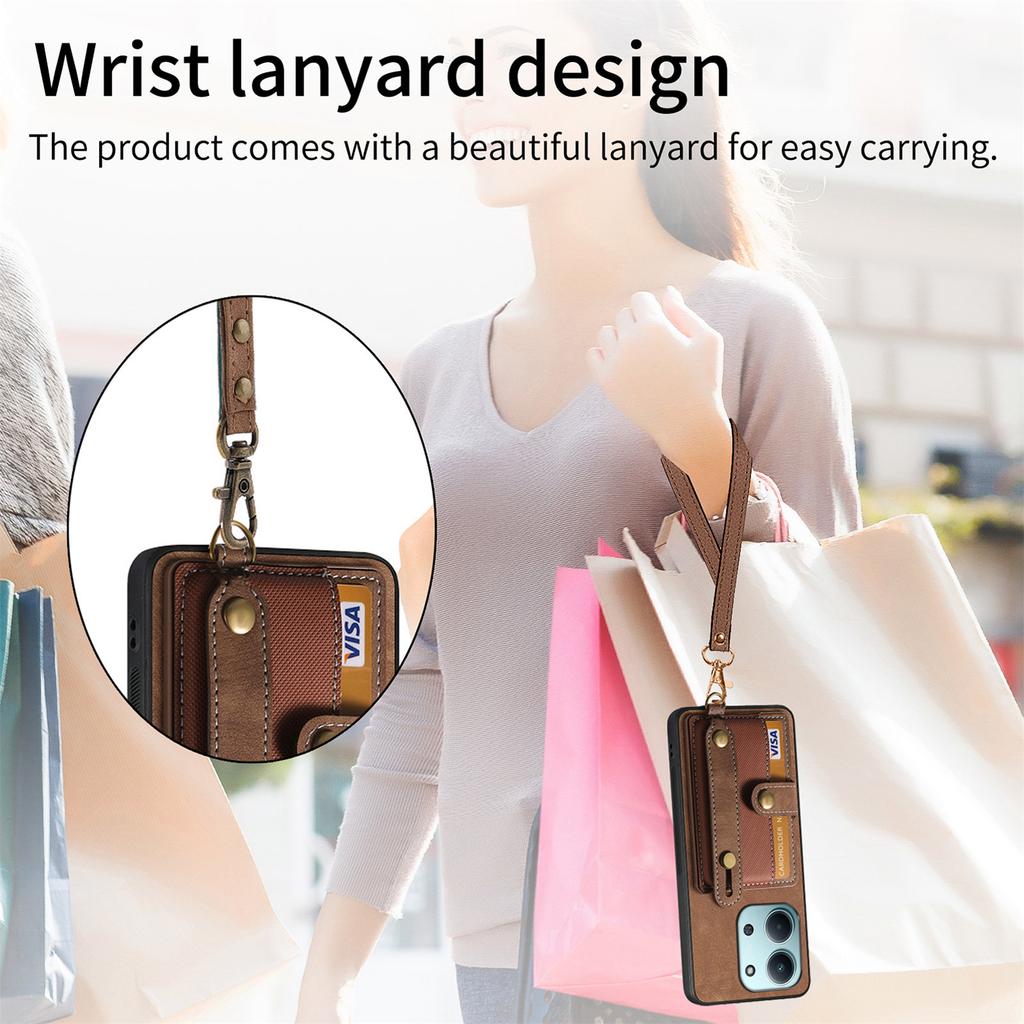 Retro PU Leather Case for Xiaomi Poco C85 4G (171mm)/Redmi 15C 4G (Global) (171mm) Phone Cover with Card Holder/Wristband Kickstand