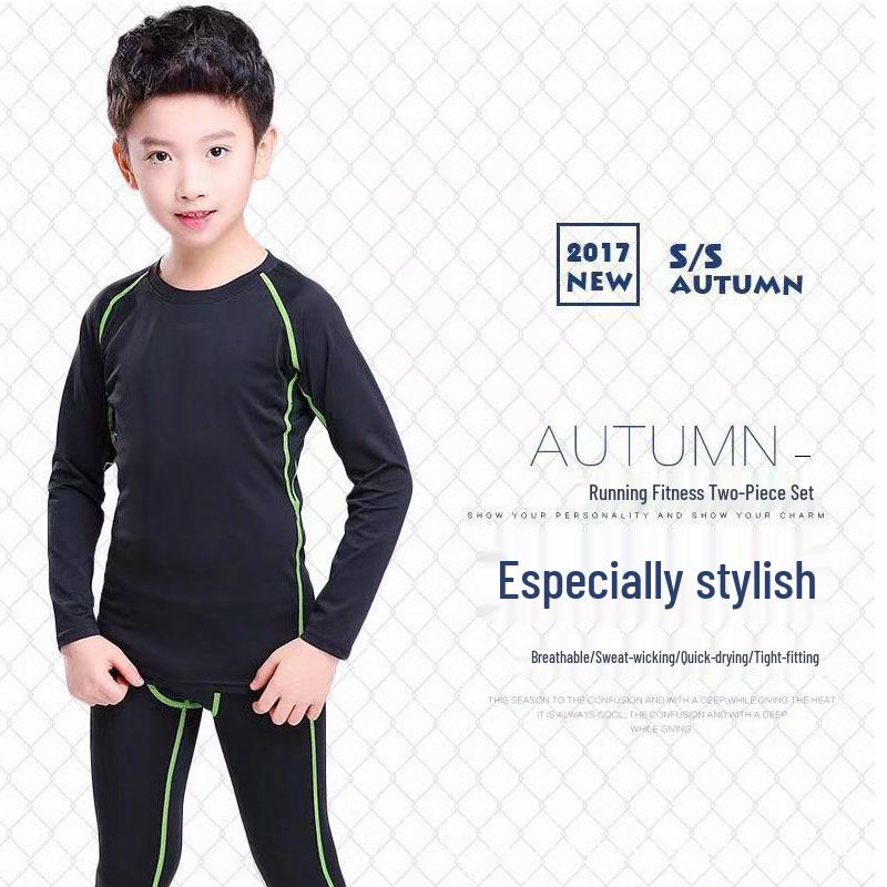 Kids and Men's Quick-Dry Sports Compression Suit Set - Long Sleeve Fitness Base Layer for Football & Basketball Training