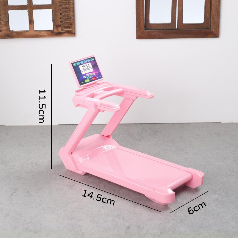 Mini Fitness Equipment Dollhouse Simulation Gym Treadmill Dumbbell Weight Lifting Machine Model Decor 1/12 Doll House Accessory