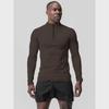 Men's Solid Color Velvet High Collar Half-Zip Training T-Shirt