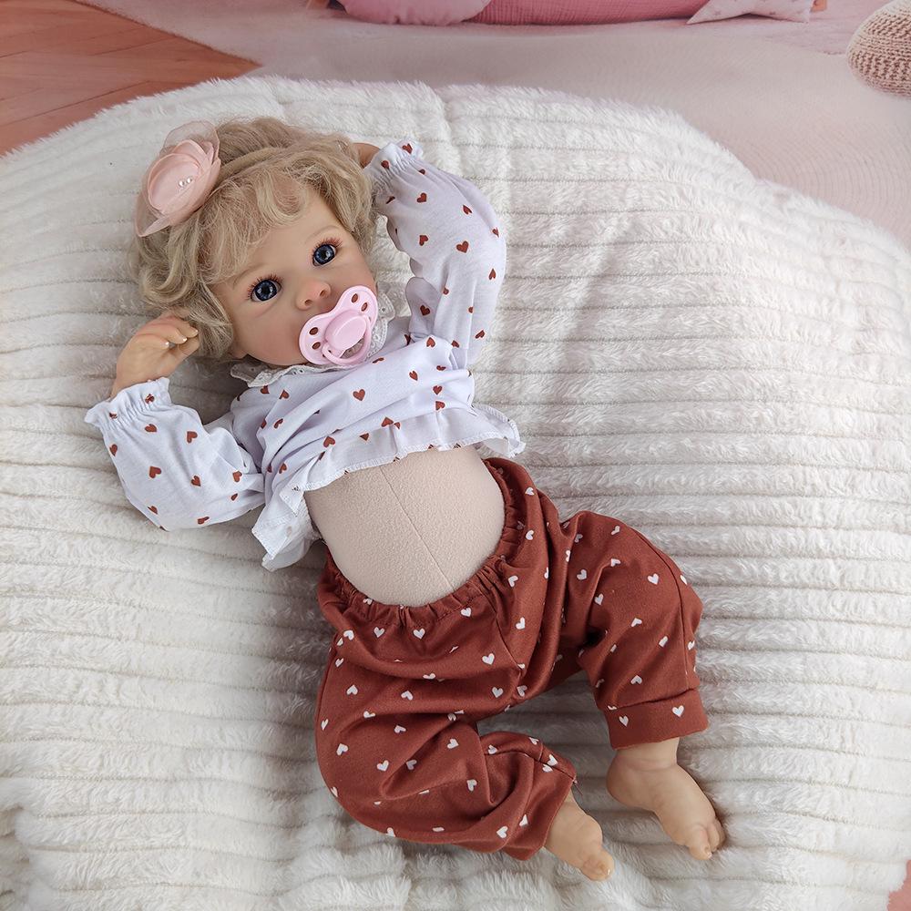 46cm Lifelike Reborn Doll with Hair and Soft Cloth Body - Girl Playhouse Companion