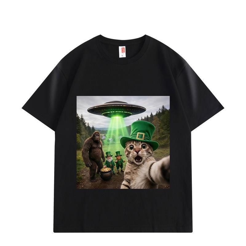 

Leprechaun Bigfoot UFO Meme Graphic T Shirts High Street Fashion Trend Short Sleeve T-shirts Unisex Casual Loose T-shirt S