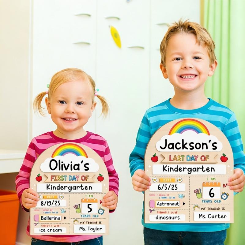 Beginning Day Of Education Sign Wooden Writing Panel For Kindergarten Preschool And Primary Kids With Marker Included