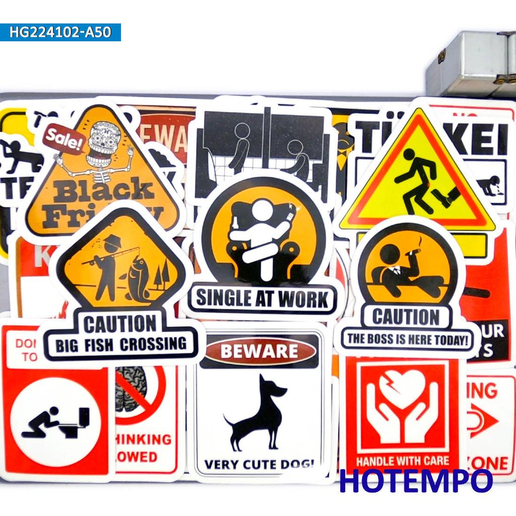 20/30/50Pieces, Warning Sign Stickers Set, Spoof Danger Caution Slogan, for Helmet Phone Laptop Motorcycle Car, Fun Sticker Pack