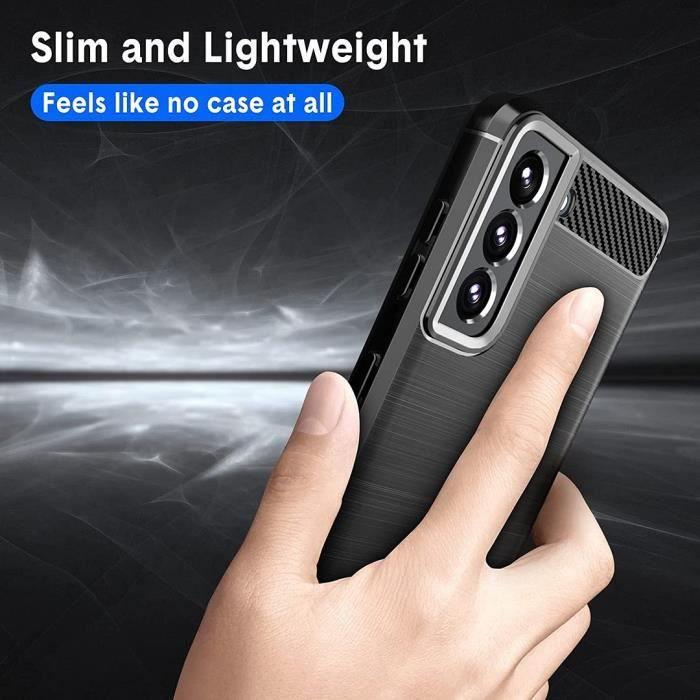 Coque de protection - PROSHOP - pour Samsung S22 Plus - Souple - Fibre de carbone - Noir - avec 2 Verres Trempés