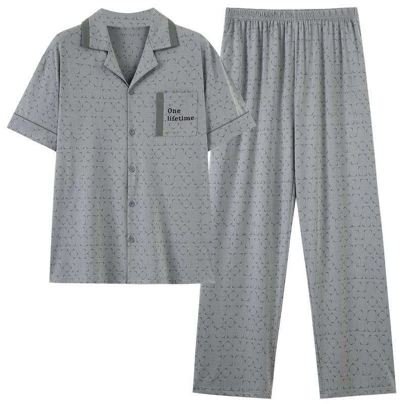 Pajamas Men's Summer Modal Thin Short Sleeve Trousers 1011 New Pullover Loose Youth Homewear Set