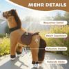 Ride On Horse, Plush Walking Horse Toy with Wheels and Saddle for Ages 3-5 Years Old, Brown