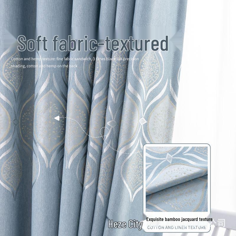Nordic Blackout Jacquard Bamboo Cotton Curtains for Living Room, Bedroom, or Balcony