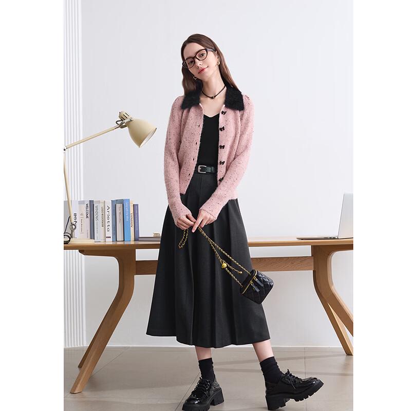 Betu Women's Winter A-Line Pleated Skirt with Belt