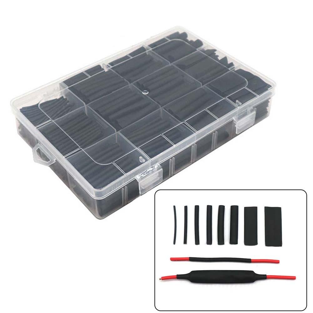 625 PCS Heat Shrink Tube Kit Black Waterproof Insulation Heat Shrink Tube Sleeve