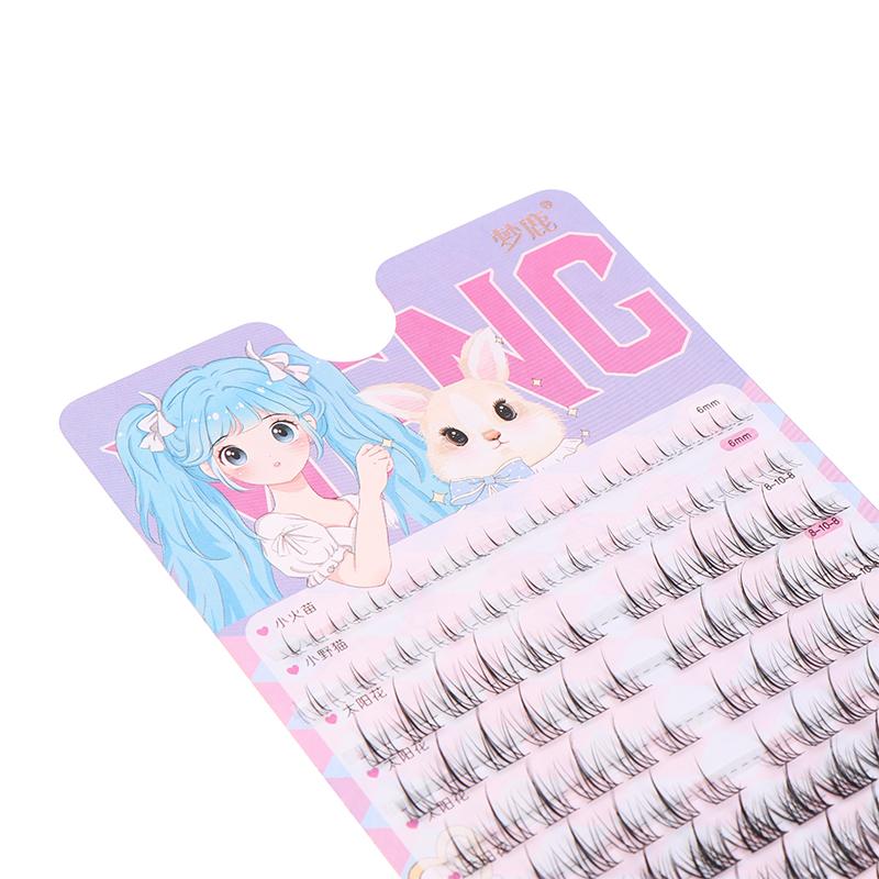 Lot de 124 faux cils épais style manga, petits cils individuels, extensions de cils naturels, maquillage coréen, DIY