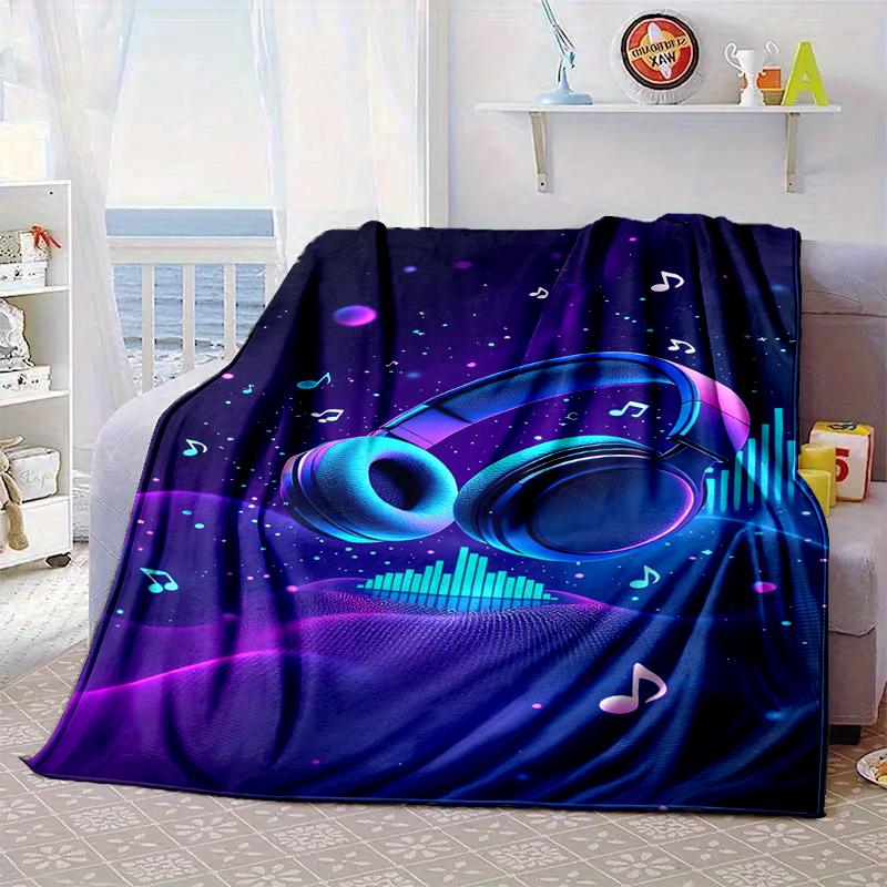 Music Waves Headphones Blanket Flannel Blanket Throw Blanket Sofa Cover Blanket Soft Premium Blanket Picnic Blanket Tv Blanket Gifts