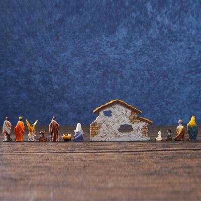 Weihnachts-Krippenset Weihnachtsstatue Handbemalt Handgefertigt Einzugsgeschenk Harzfigur