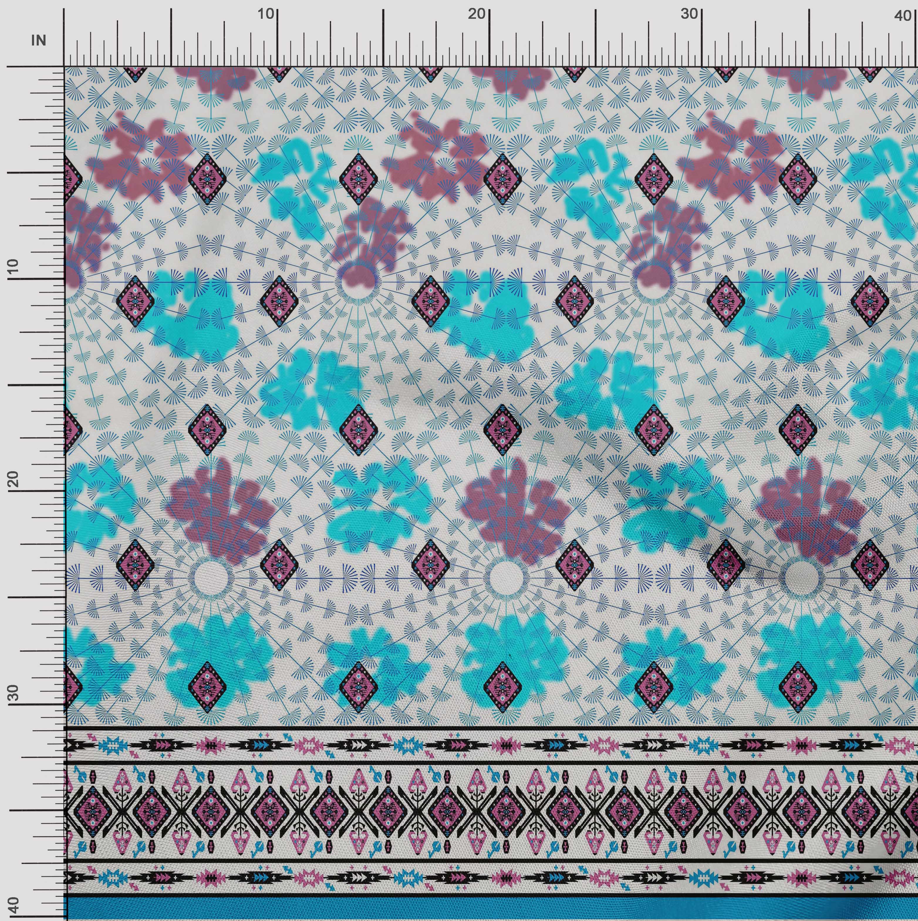 

OneOone Cotton Flex Blue Fabric Geometric & Artistic Floral Panel Quilting Тканина для шиття з принтом у дворі 40 дюймів 42 Inch Wide - Viscose Chiffon синій