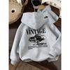 Children's RETRO CAR VINTAGE Letter Printed Hoodie Loose Casual Long-sleeved Top, Spring and Autumn Models
