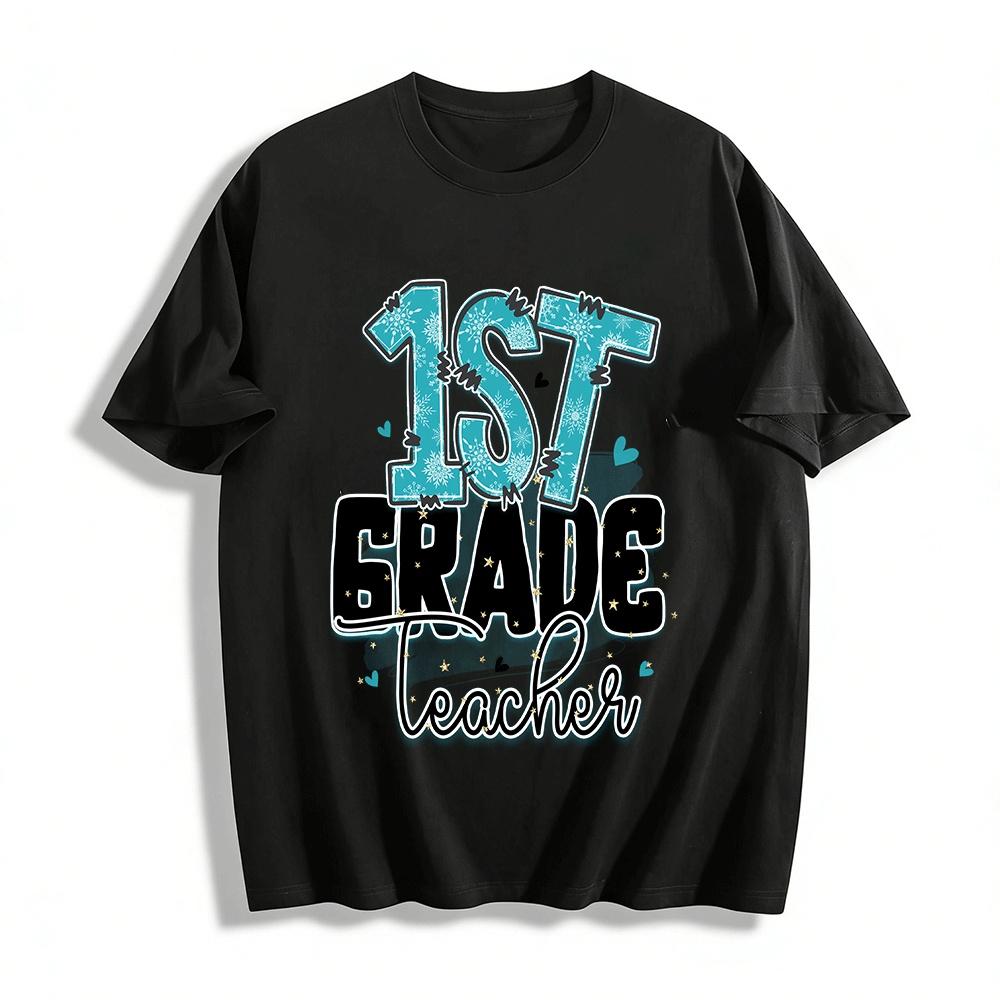 Winter 1st Grade Teacher Themed Printed Top Pure cotton T-shirt XXS
