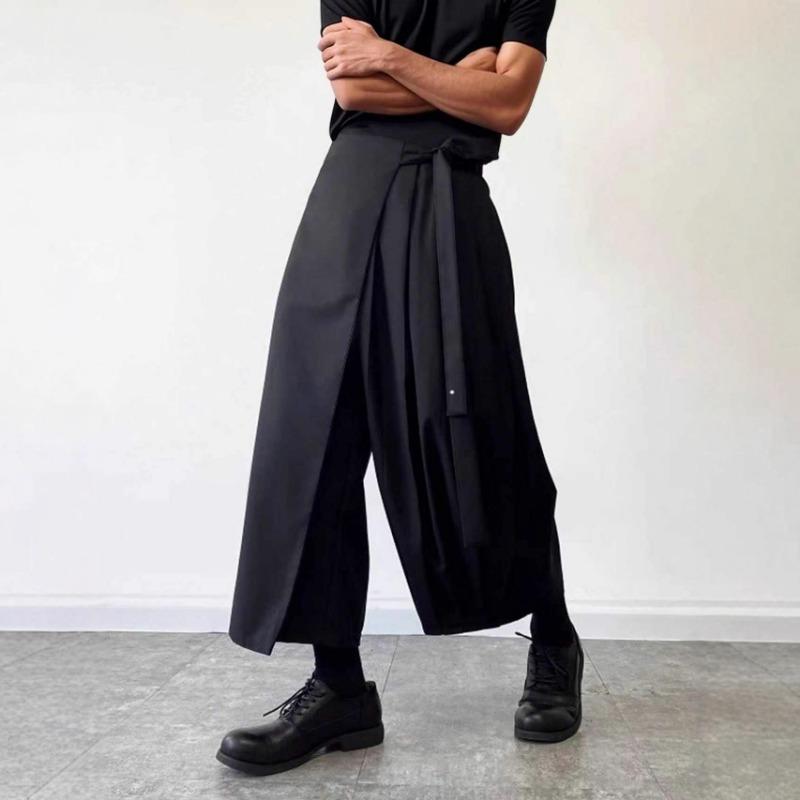 Samurai Pants Men's Spring and Autumn Design Culottes Straight Wide-leg Kendo Pants 3