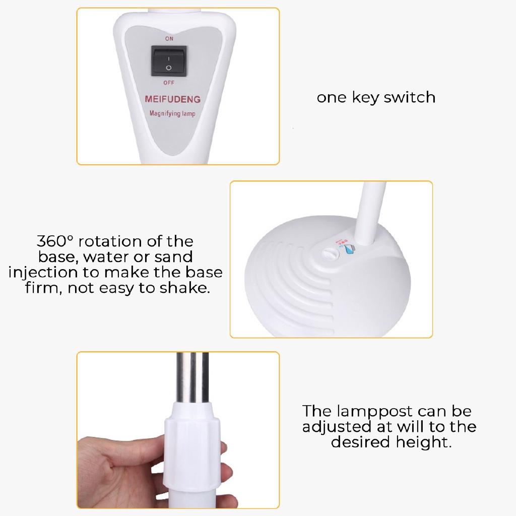 Magnifier Glass Len Facial Light for Beauty Salon Nail Tattoo New Pro 16X Diopter LED Magnifying Floor Stand Lamp