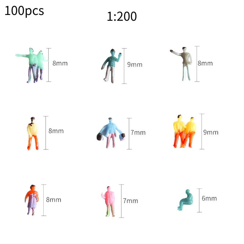 Colorful Plastic Miniature Figurine Models Set Of 100 In 1 To 200 Scale For Collectors