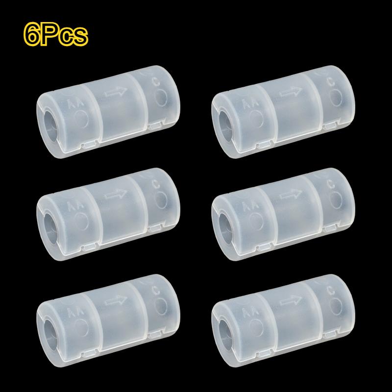 246Pcs Aa Battery To Size C Size Cell Battery Converter Adaptor Holder Case Switcher Translucent Battery Conversion Cartridg