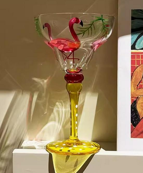 Hand-Painted High-Stem Margarita Glass for Cocktails