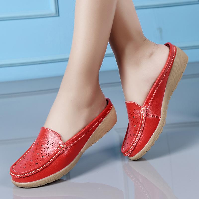 Moda Estate Nuove Scarpe con Zeppa da Donna Femminili Punta Tonda Traforate Casual Mezza Pantofola Mocassini Tempo Libero Donna Slip-on Sneakers Zoccoli