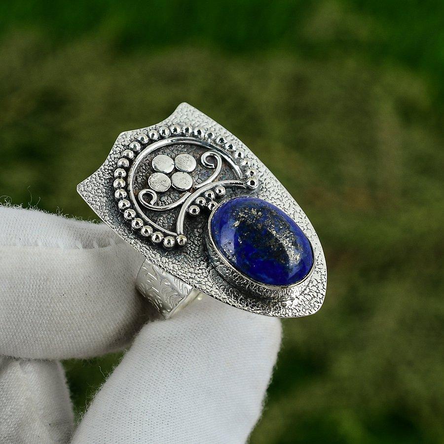 Mothers day Sale 925 Sterling Silver Lapis Lazuli Stone Promise New Ring Jewelry Adjustable