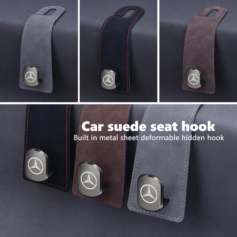 AABGX1 For Benz Car Back Seat Hook Headrest Suede Soft Hanging Hook Storage Hanger Accessories AMG Exclusive A C E R V Class CLA CLS