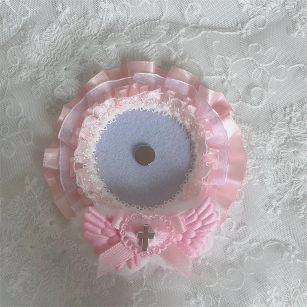 New Lace Trim Badge Holder Finished Product Angel Wings Badge Ita Bag Cross Accessories Handmade Pins Display Base