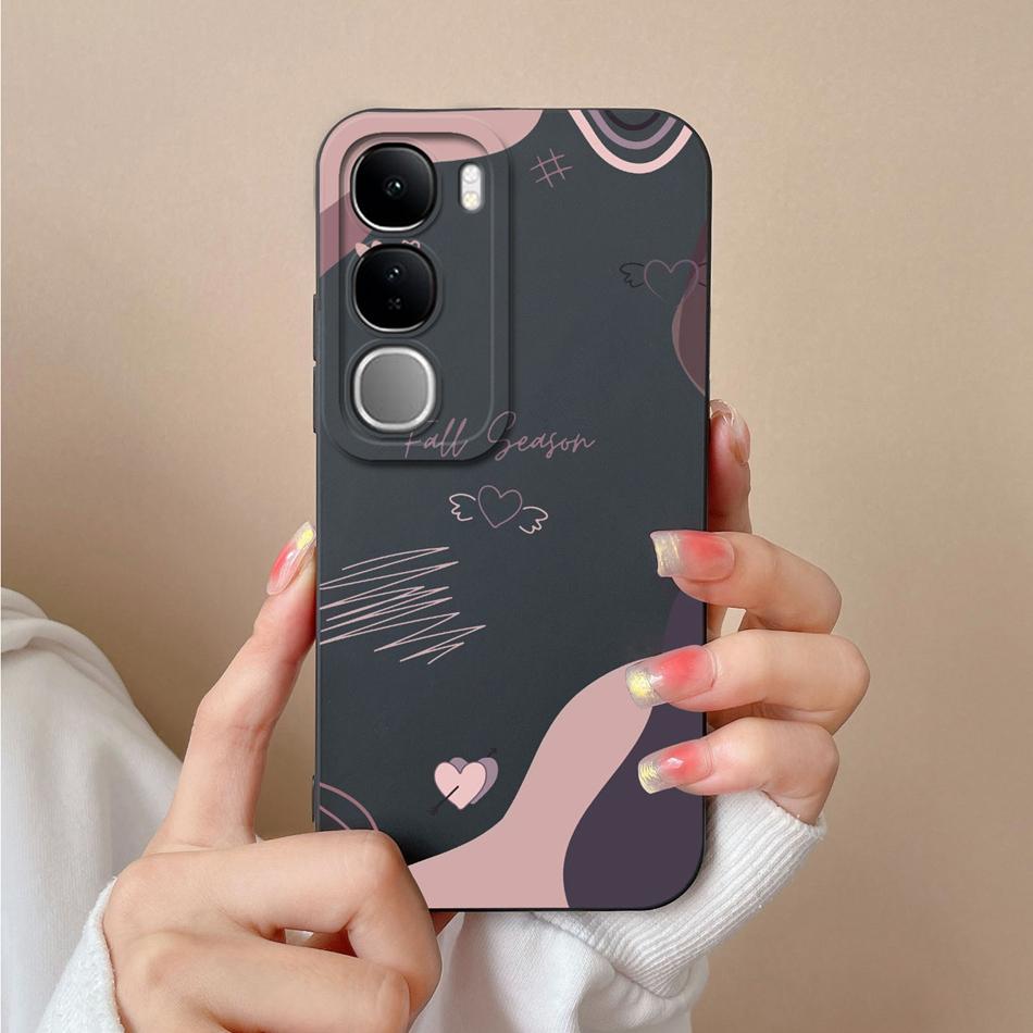 For Vivo V40 Lite V40SE Y200 Y300 Case Simple Heart Liquid Silicone Camera Protection Back Cover For Vivo V 40 Lite V40 SE Funda