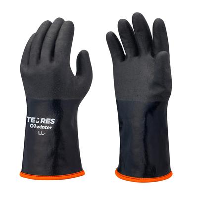 TEMRES 01winter Winter Atmungsaktiv und Größe mit Innenfutter Ohne Orange Saum Handschuhe, Outdoor, Wasserdicht, LL, Schwarz, Stulpe, Kordelzug,