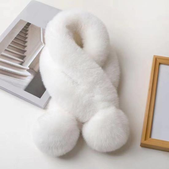 Women Winter Scarf with Wool Ball Decoration Solid Color Thickened Plush Warm Scarf Winter Outfits Accessories