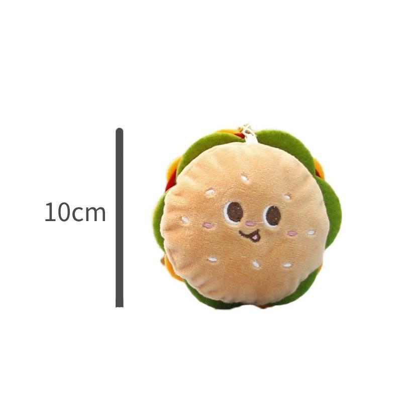 Plush Hamburger Keychain With Cute Design Perfect For Girl Backpack Accessories
