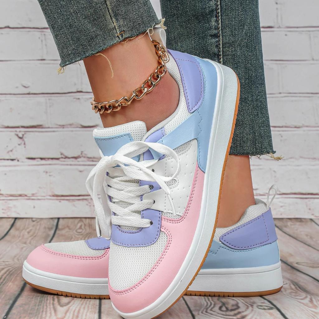 Board Shoes Mesh Casual Sneakers Fashion Flat Shoes Low-cut Leisure Sports Shoes Outdoor Walking Flats Casual Versatile