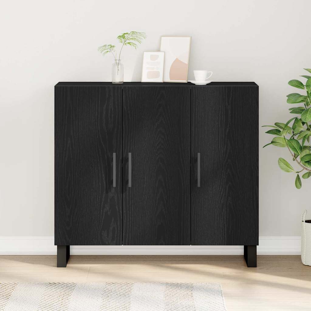 Sideboard in Black Oak Look 90 x 34 x 80 cm Engineered Wood