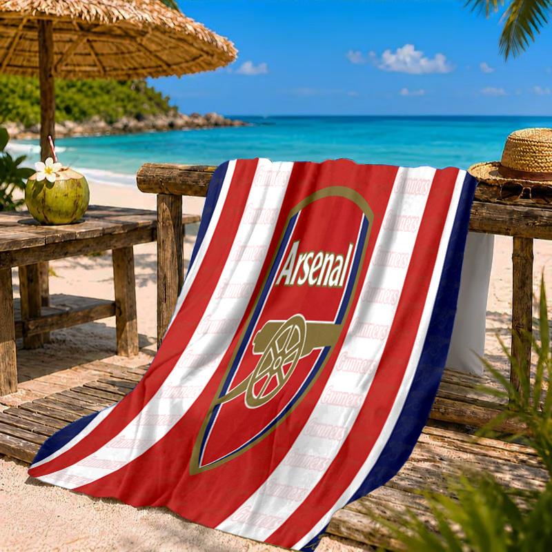 Arsenal Football Club Crest Beach Towel Microfiber Beach Towel, Lightweight and Quick-Dry, for Summer Travel, Swimming Pool Fan Birthday Gift