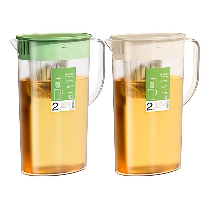 Plastic Fridge Jug 2L With Filter Lid Transparent Sealing Kettle With Handle Transparent Water Infuser Pitcher