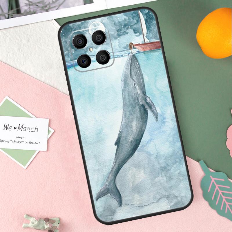 Cartoon Whale Case For Honor 90 50 70 Lite X9b X9a X8b X8a X8 X9 X9c Honor 200 Pro Magic 7 5 6 Lite Cover