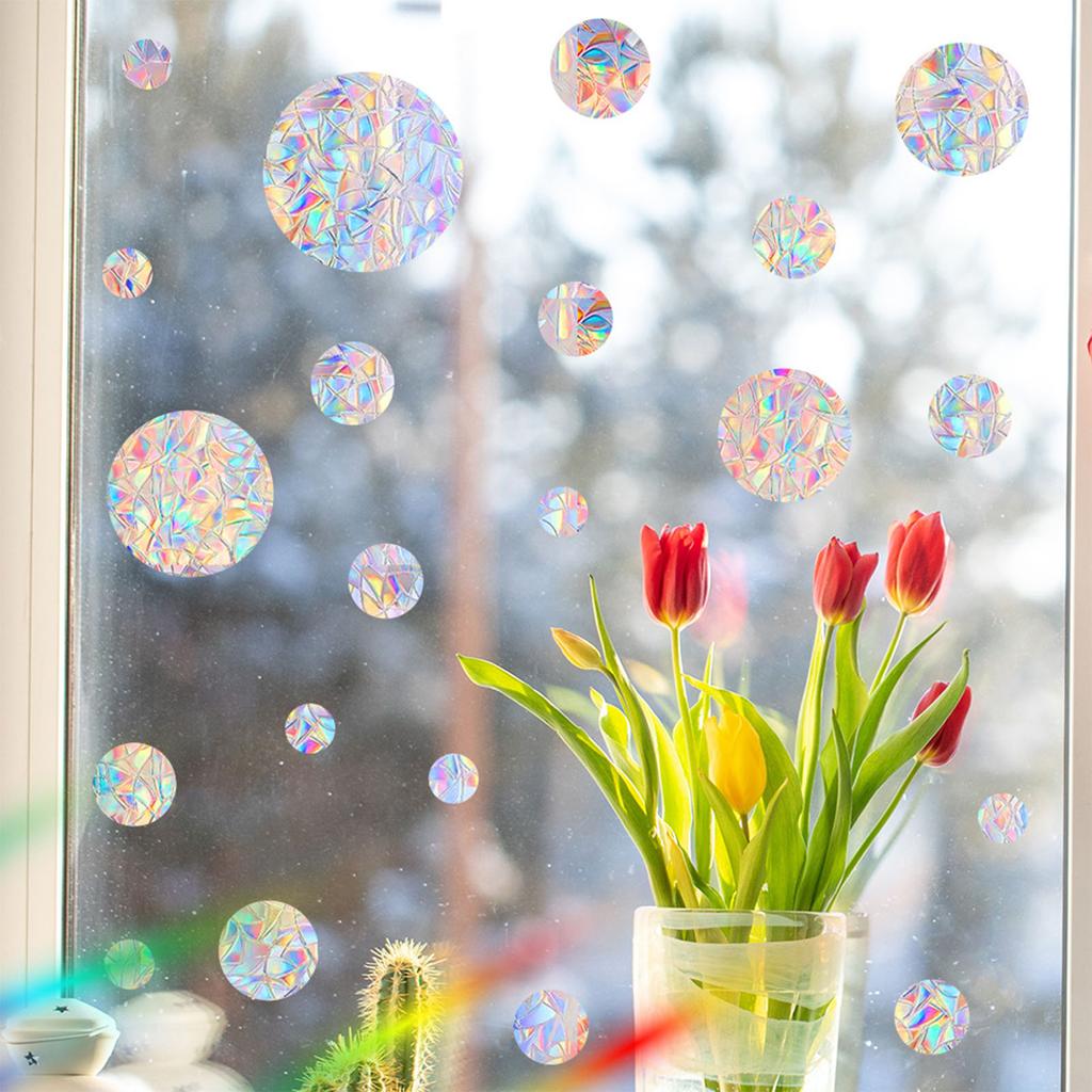 Anti-Collision Circular Window Stickers  Reusable Rainbow Window Clings Stop Birds from Hitting Windows