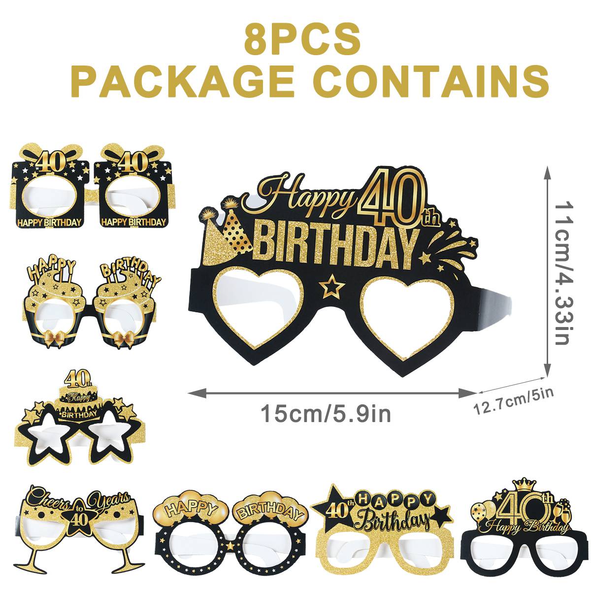 

Черно-золотые бумажные очки на день рождения Счастливого 18-го 40-го 50-го 60-го дня рождения Украшение для вечеринки 18 40 50 60 лет Вечеринка Реквизит для фото