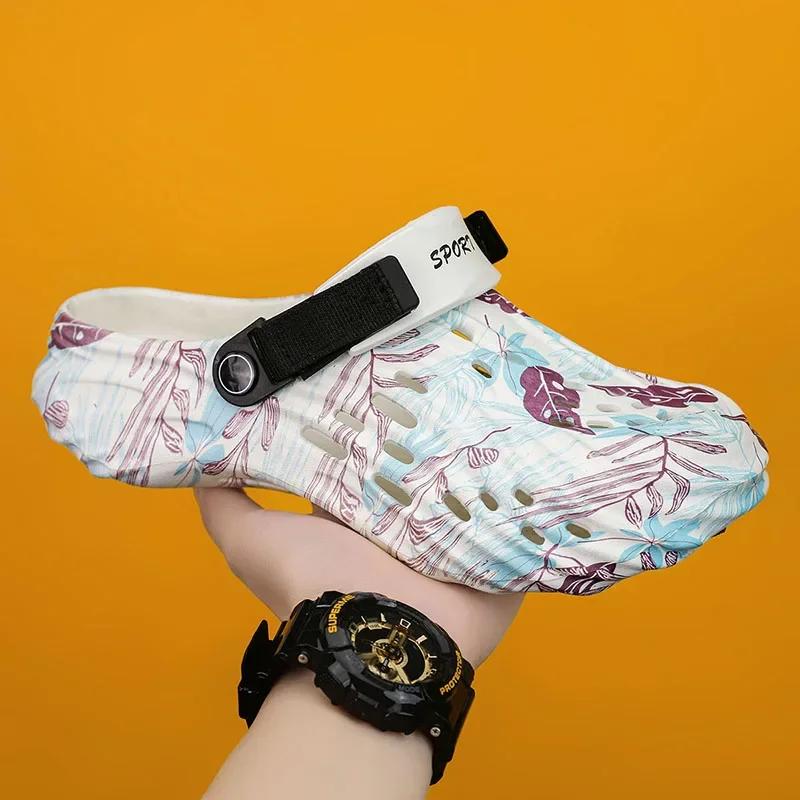 Summer Men Sandals Clogs Outdoor Garden Clogs Hole Shoes Male Casual Shoes Water Shoes Comfort Home Soft Slippers Plus Size 47
