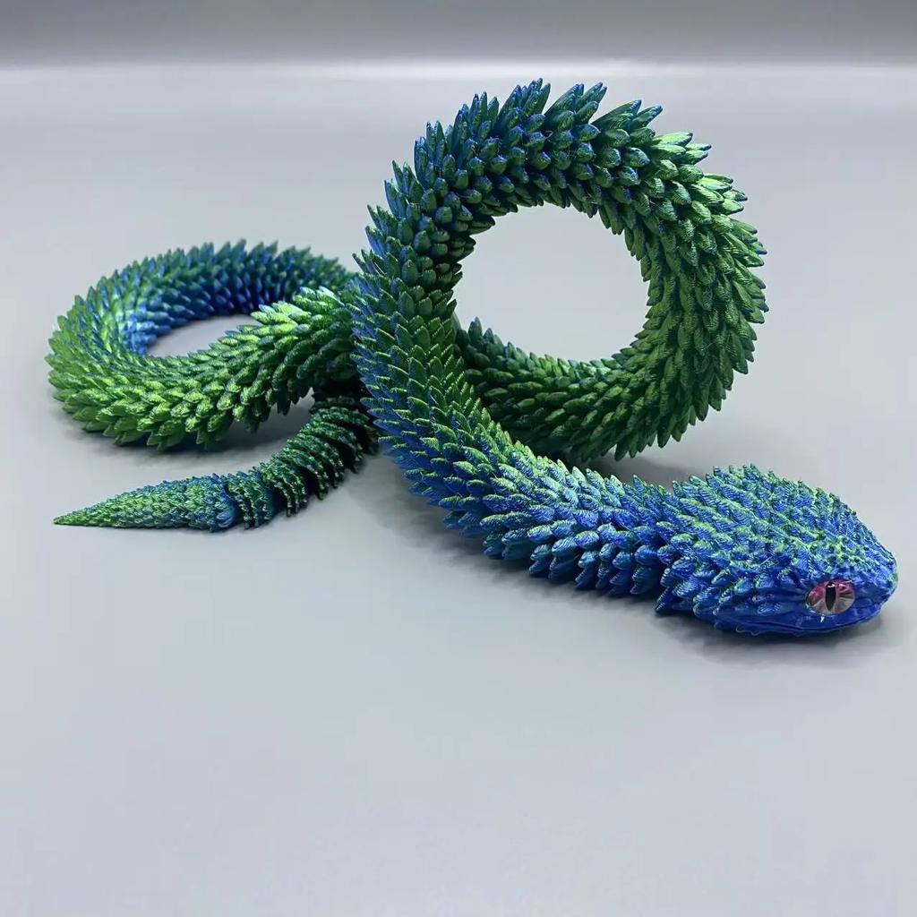 63cm 3D-gedruckte Vipern-Dekoration, leuchtende Figuren mit beweglichen Gelenken, Tiere, die schwingen können, Haushalts-Bücherregal-Spielzeug