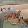 Chic Minimalist Korean Inspired Rhinestone Floral Ring For Women Fashionable