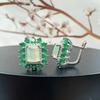 Women's Classic High-End Silver Earrings with Natural Ethiopia Opal & zambia Emerald Gemstones Fine Jewelry