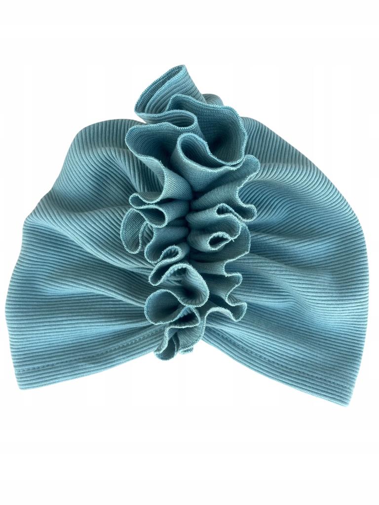Turban Damski Wiosenny Luba Aquamarine Z Falbanką Lekki I Wygodny Z Bawełny